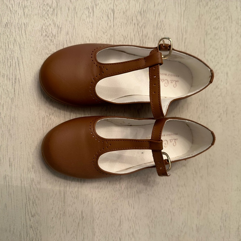 La Coqueta Brown Girls T-bar shoes size 28